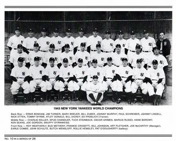 2003 NY Daily News/Kodak Yankees WS Champions #10 1943 New York Yankees Back