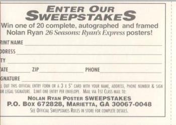 1993 Brookshire Brothers Nolan Ryan Stickers #NNO Nolan Ryan Back