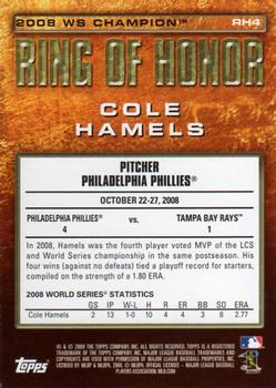 2009 Topps - Ring of Honor #RH4 Cole Hamels Back