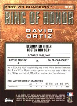 2009 Topps - Ring of Honor #RH7 David Ortiz Back