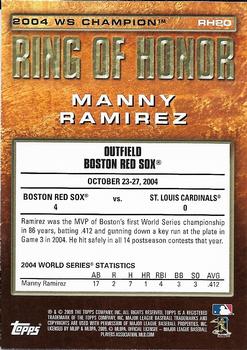 2009 Topps - Ring of Honor #RH20 Manny Ramirez Back