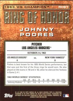 2009 Topps - Ring of Honor #RH21 Johnny Podres Back