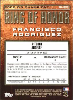 2009 Topps - Ring of Honor #RH29 Francisco Rodriguez Back