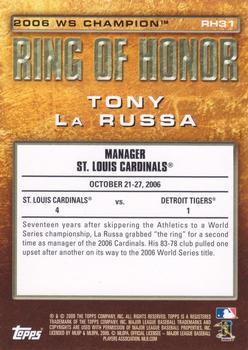 2009 Topps - Ring of Honor #RH31 Tony LaRussa Back