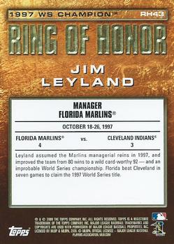 2009 Topps - Ring of Honor #RH43 Jim Leyland Back
