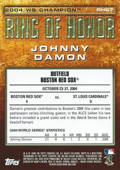 2009 Topps - Ring of Honor #RH67 Johnny Damon Back
