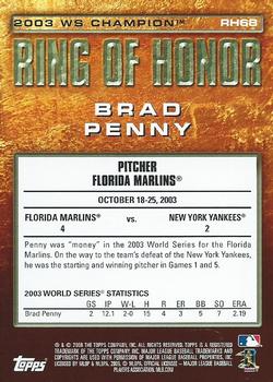 2009 Topps - Ring of Honor #RH68 Brad Penny Back