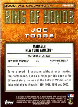 2009 Topps - Ring of Honor #RH69 Joe Torre Back