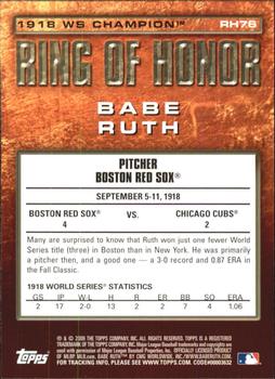 2009 Topps - Ring of Honor #RH76 Babe Ruth Back