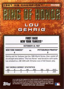 2009 Topps - Ring of Honor #RH96 Lou Gehrig Back