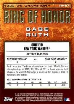 2009 Topps - Ring of Honor #RH97 Babe Ruth Back
