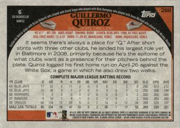 2009 Topps - Retro Gray Back #288 Guillermo Quiroz Back