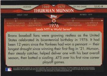2009 Topps - Legends of the Game Gold (Target) #LLG-8 Thurman Munson Back