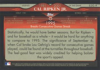 2009 Topps - Legends of the Game Gold (Target) #LLG-9 Cal Ripken Jr. Back