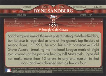 2009 Topps - Legends of the Game Gold (Target) #LLG-28 Ryne Sandberg Back