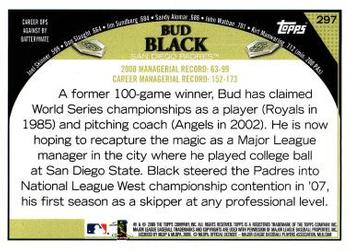 2009 Topps - Black #297 Bud Black Back
