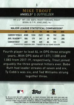 2020 Topps Gold Label - Class 3 #1 Mike Trout Back