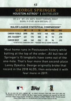 2020 Topps Gold Label - Class 3 #43 George Springer Back