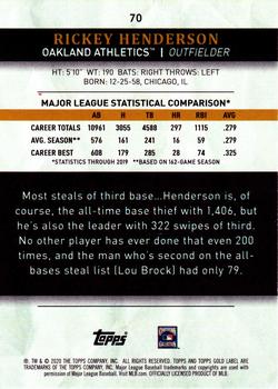 2020 Topps Gold Label - Class 3 #70 Rickey Henderson Back