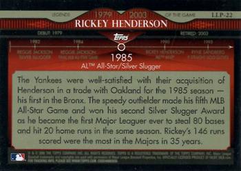 2009 Topps - Legends of the Game Platinum (Wal-Mart) #LLP-22 Rickey Henderson Back