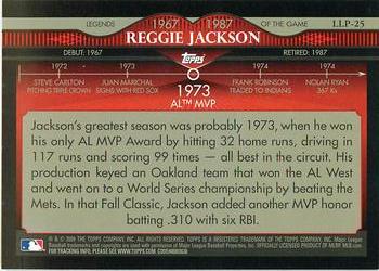 2009 Topps - Legends of the Game Platinum (Wal-Mart) #LLP-25 Reggie Jackson Back