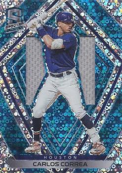 2020 Panini Chronicles - Spectra Silhouettes Relics Neon Blue #99 Carlos Correa Front