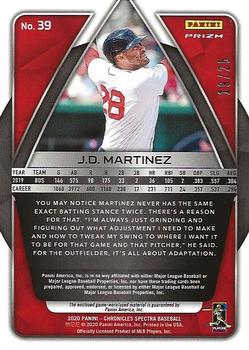 2020 Panini Chronicles - Spectra Silhouettes Relics Red #39 J.D. Martinez Back