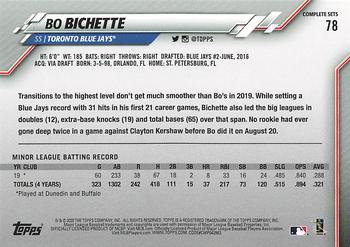 2020 Topps - Factory Set Bonus: Rookie Image Variation #78 Bo Bichette Back