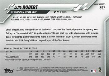 2020 Topps - Factory Set Bonus: Rookie Image Variation #392 Luis Robert Back