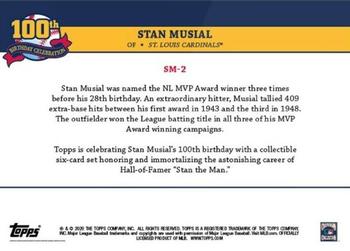 2020 Topps Stan Musial 100th Birthday Celebration #SM-2 Stan Musial Back