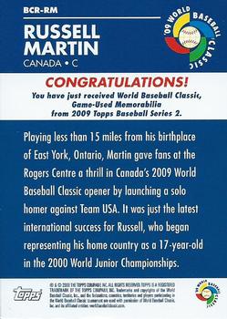 2009 Topps - WBC Stars Relics #BCR-RM Russell Martin Back