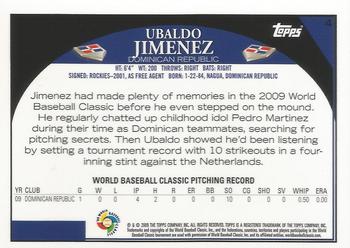 2009 Topps - World Baseball Classic Rising Star Redemption #4 Ubaldo Jimenez Back