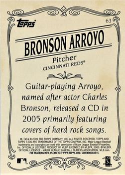 2009 Topps 206 - Bronze #63 Bronson Arroyo Back
