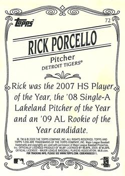 2009 Topps 206 - Bronze #72 Rick Porcello Back