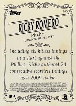2009 Topps 206 - Bronze #245 Ricky Romero Back