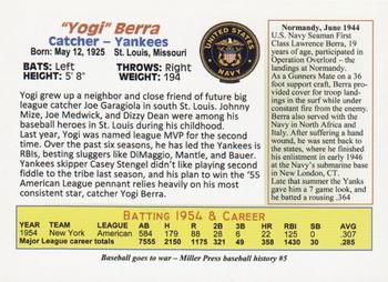 1985-05 Miller Press Baseball Goes to War Series (unlicensed) #5 Yogi Berra Back