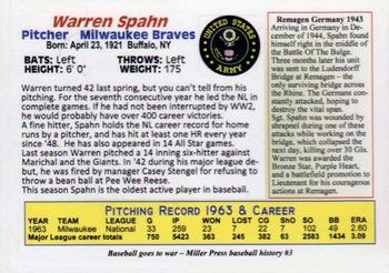 1985-05 Miller Press Baseball Goes to War Series (unlicensed) #3 Warren Spahn Back