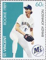 1989 St. Vincent Rookie Postage Stamps #NNO Randy Johnson Front