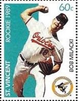 1989 St. Vincent Rookie Postage Stamps #NNO Bob Milacki Front