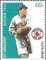 1989 St. Vincent Rookie Postage Stamps #NNO Babe Ruth Front
