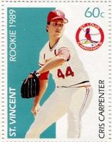 1989 St. Vincent Rookie Postage Stamps #NNO Cris Carpenter Front