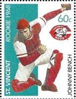 1989 St. Vincent Rookie Postage Stamps #NNO Johnny Bench Front