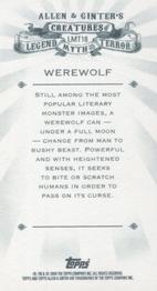 2009 Topps Allen & Ginter - Mini Creatures of Legend, Myth and Terror #LMT18 Werewolf Back
