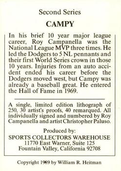 1987-89 Sports Collectors Warehouse #NNO Roy Campanella Back