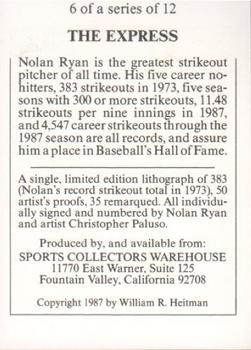 1987-89 Sports Collectors Warehouse #6 Nolan Ryan Back