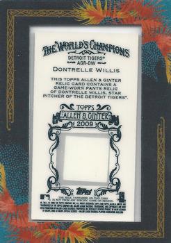 2009 Topps Allen & Ginter - Relics #AGR-DW Dontrelle Willis Back