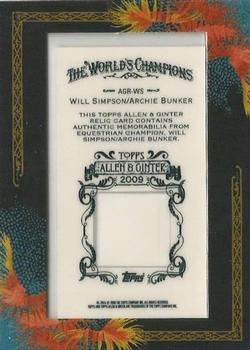 2009 Topps Allen & Ginter - Relics #AGR-WS Will Simpson/Archie Bunker Back