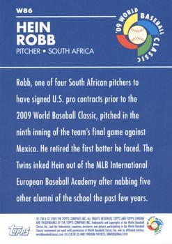 2009 Topps Chrome - World Baseball Classic #W86 Hein Robb Back