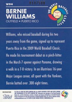 2009 Topps Chrome - World Baseball Classic Refractors #W94 Bernie Williams Back