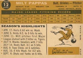2009 Topps Heritage - 50th Anniversary Buybacks #12 Milt Pappas Back